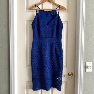 Enfocus Studio Royal Blue Spaghetti Strap Pencil Skirt Zipper Dress Size…